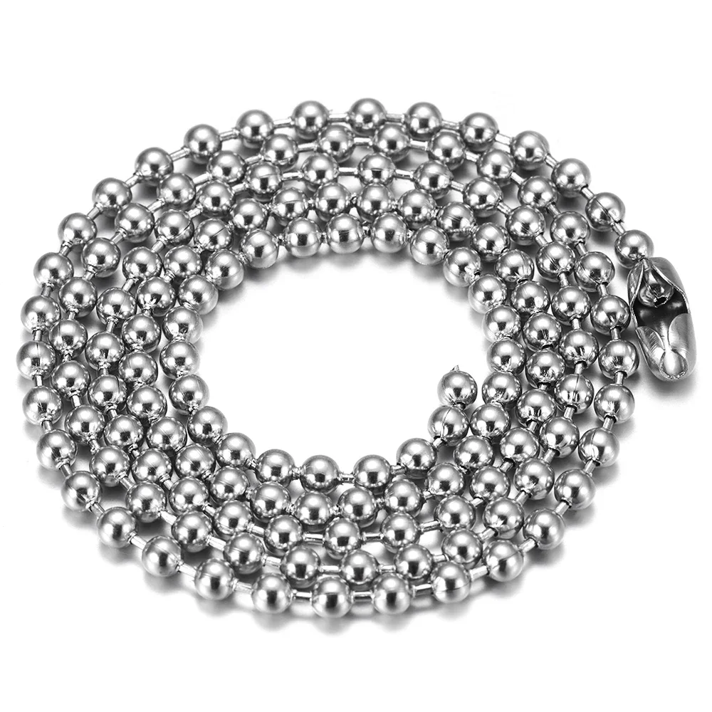 Stainless Steel Finished Chains Necklace Ball Chain with Findings Bundle Steel Jewelry Bead Necklaces Men Accessories 1.6-3mm