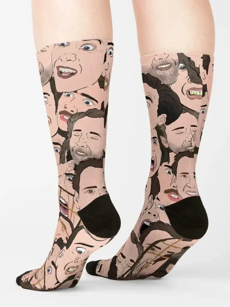 Nicolas Cage All Over Socks professional running with print Run moving stockings Ladies Socks Men's