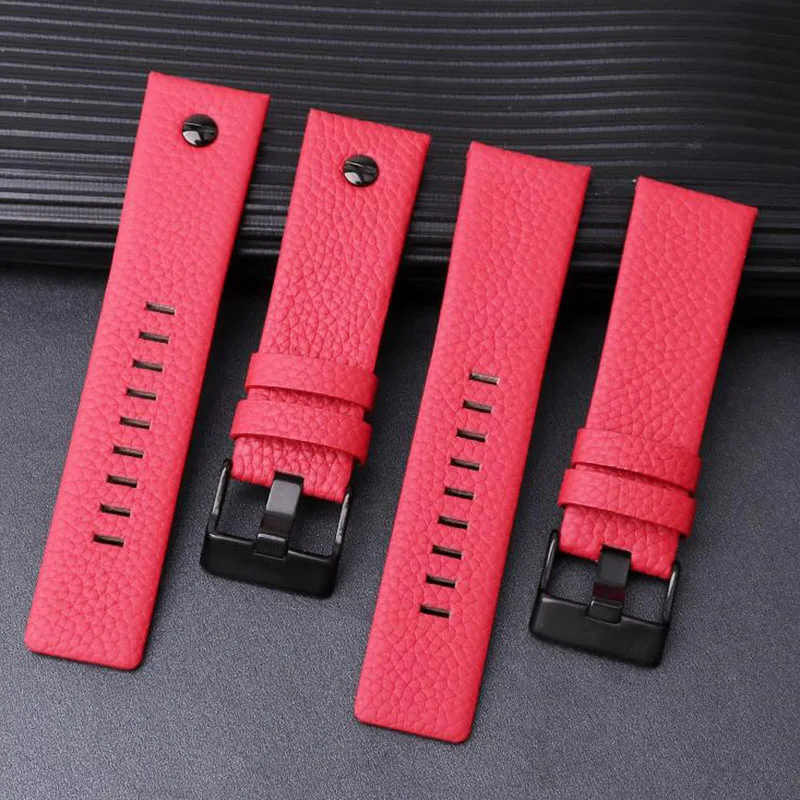 For Diesel DZ7333 DZ7348 DZ4318 Genuine Leather watchband 22mm 24mm 26mm 28mm 30mm Black White Brown Red watch strap