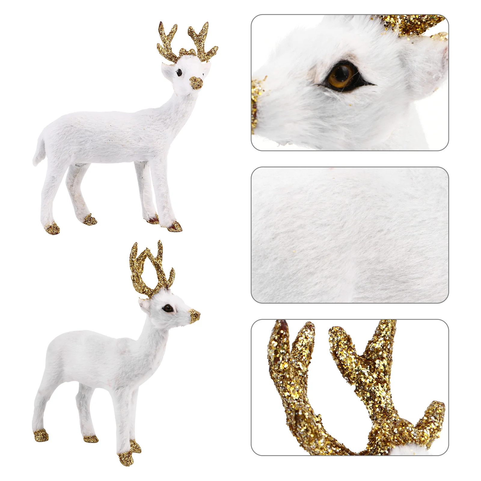 

2 Pcs Ornament Toys Stuffed Desktop Decor Statue Elk Polyethylene Inner Shell Animal Adornment Plush