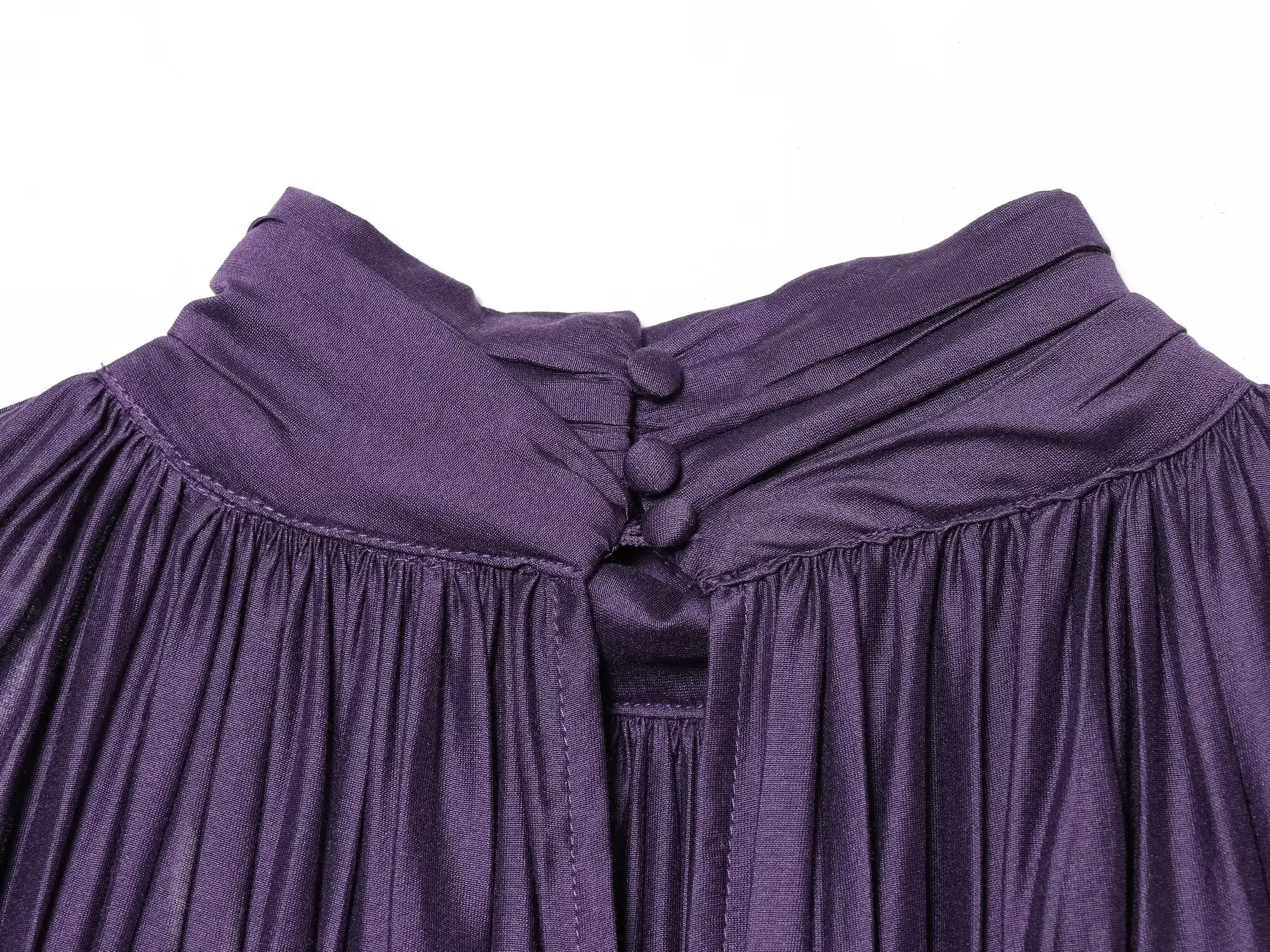 BSAY 2026 Französische Minimalistische Damen-Satinbluse mit Stehkragen, gerafftem Design, Laternenärmeln, lockerem Schnitt, glänzend, elegant, für Bürokleidung, Oberteil – Detail 22