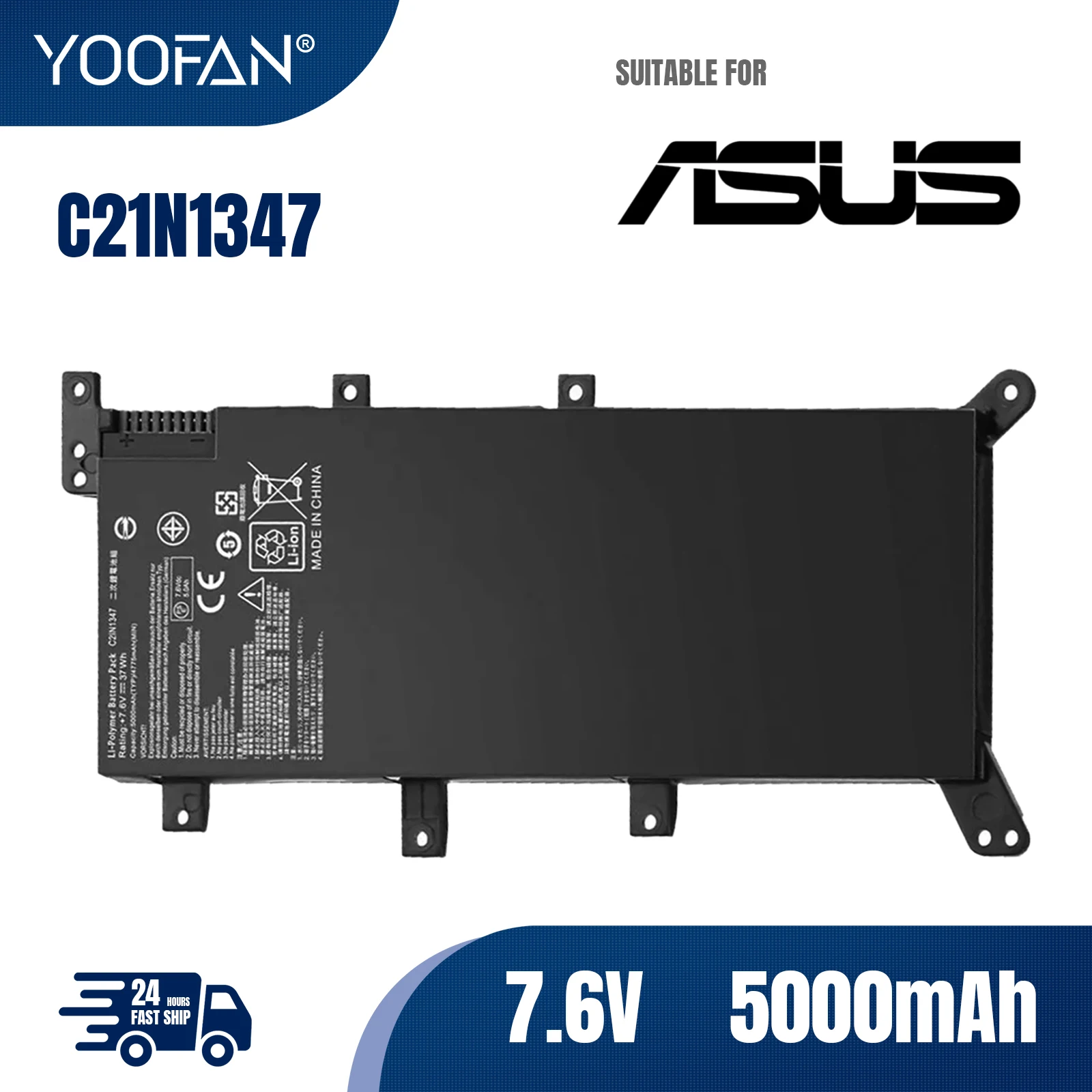 

YOOFAN New C21N1347 Laptop Battery For ASUS X554L X555L X555LA X555LB X555LN X555 X555LD X555LF F555A W519L F555UA 2ICP4/63/134