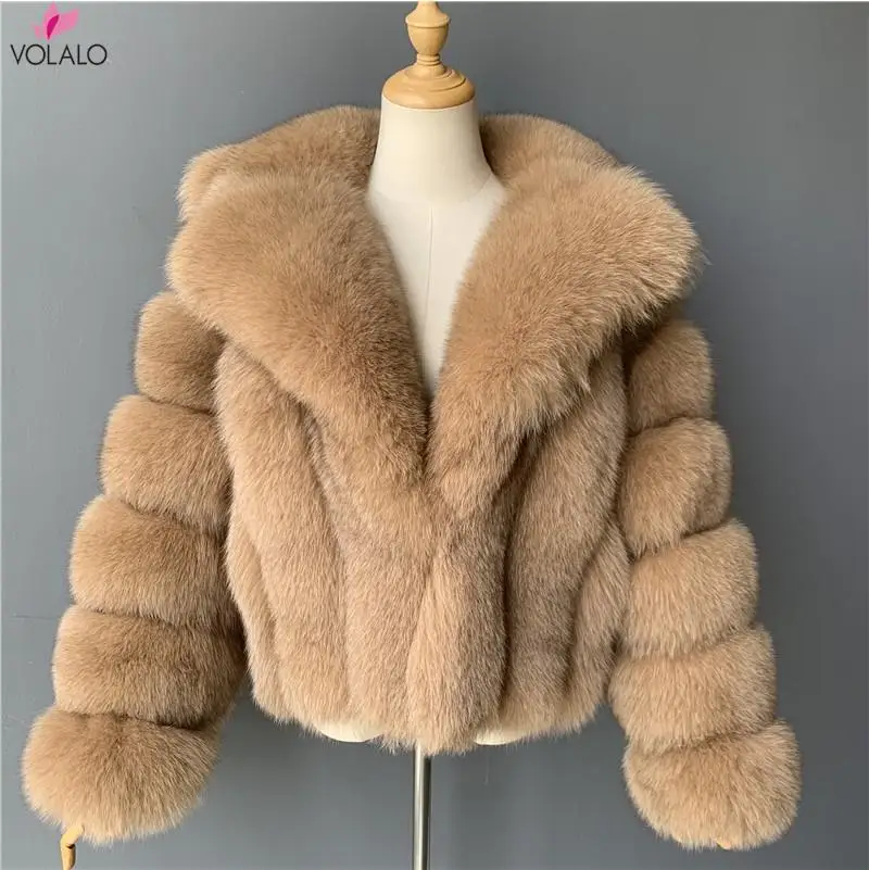 

VOLALO European and American Fur Coats, Imitation Fox Fur Women's Clothing Autumn and Winter Imitation Fur Coats Suit Collars