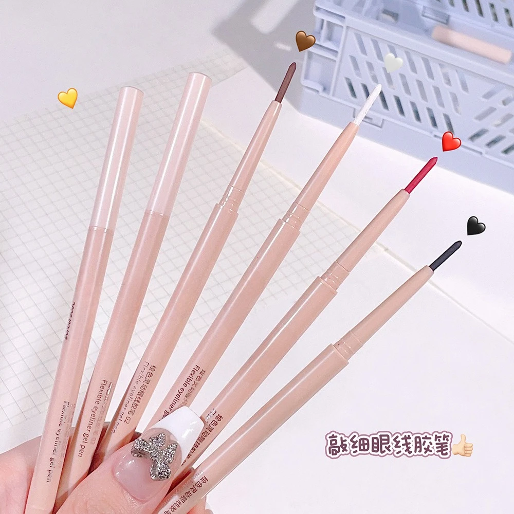 Ultra-fine Gel Eyeliner Pencil Rose Brown Under Eye Liner Pen Waterproof Matte Aegyosal Lying Silkworm Quick Drying Eyes Makeup