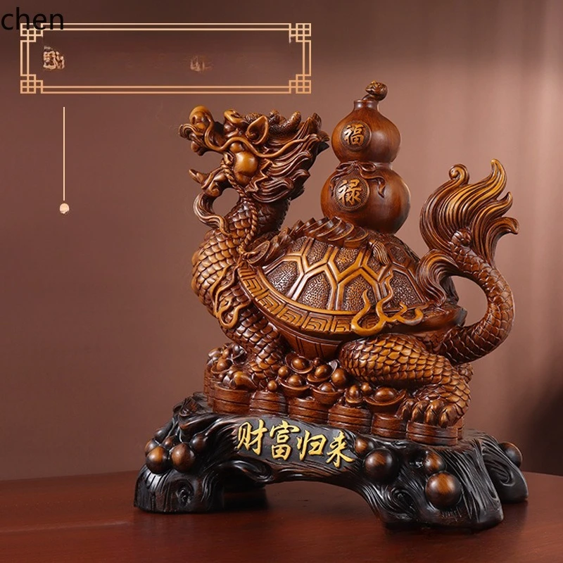 Dragon Turtle Ornament Resin Craft Sand Gold Home Living Room Entryway TV Cabinet Office Store Gift