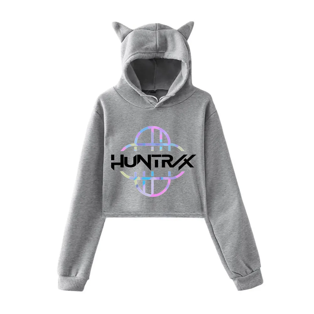 KPop Demon Hunters 2025 Merch Hoodies Sweatshirt for Girls Cat Ear Crop Pullover Casual Clothes