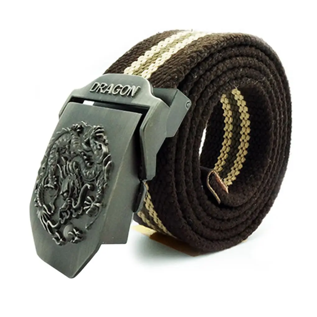 Mannen En Vrouwen Dikker Canvas Sterke Automatische Drakengesp Militaire Riem Casual Tailleband