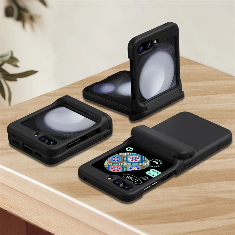 Mit Kartenhalter Schutzhülle für Samsung Galaxy Z Flip 8 7 FE 6 5 4 Flip6 Flip5 Flip4 Vollständig Scharniergeschützte Stoßfeste Hülle – Detail 21
