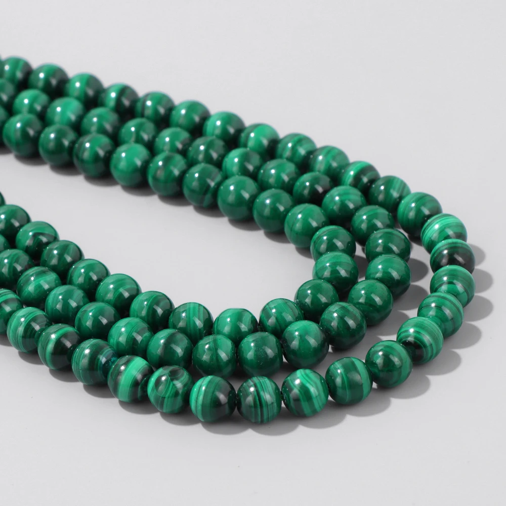 Natural Green Malachite Stone 4 6 8 10 12MM Round Loose Spacer Beads for Jewelry Making DIY Bracelet Necklace Accessries