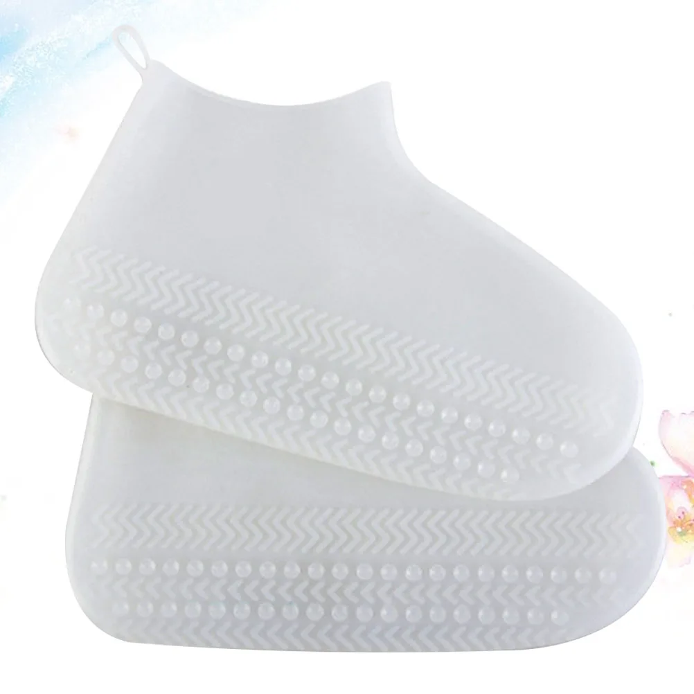 

1pc Waterproof Shoe Covers Silicone Foldable Anti-Slip Outdoor Shoe Protectors Rain Dust Mud Protection Reusable White Size S
