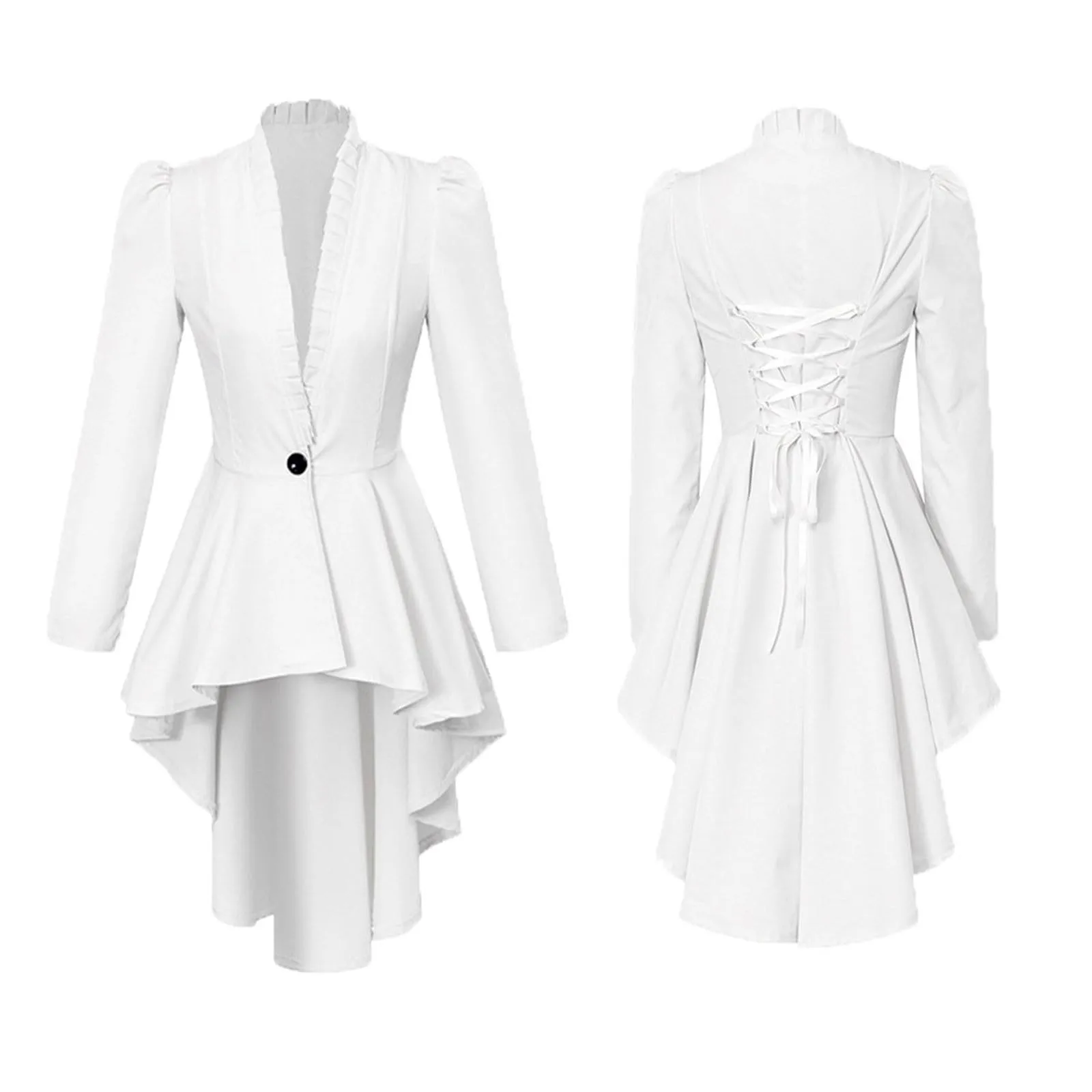 

Medieval Victorian Dress Costume Women Tuxedo Tailcoat Gothic Steampunk Trench Hem Halloween Carnival Dress Up Party Outfit Coat