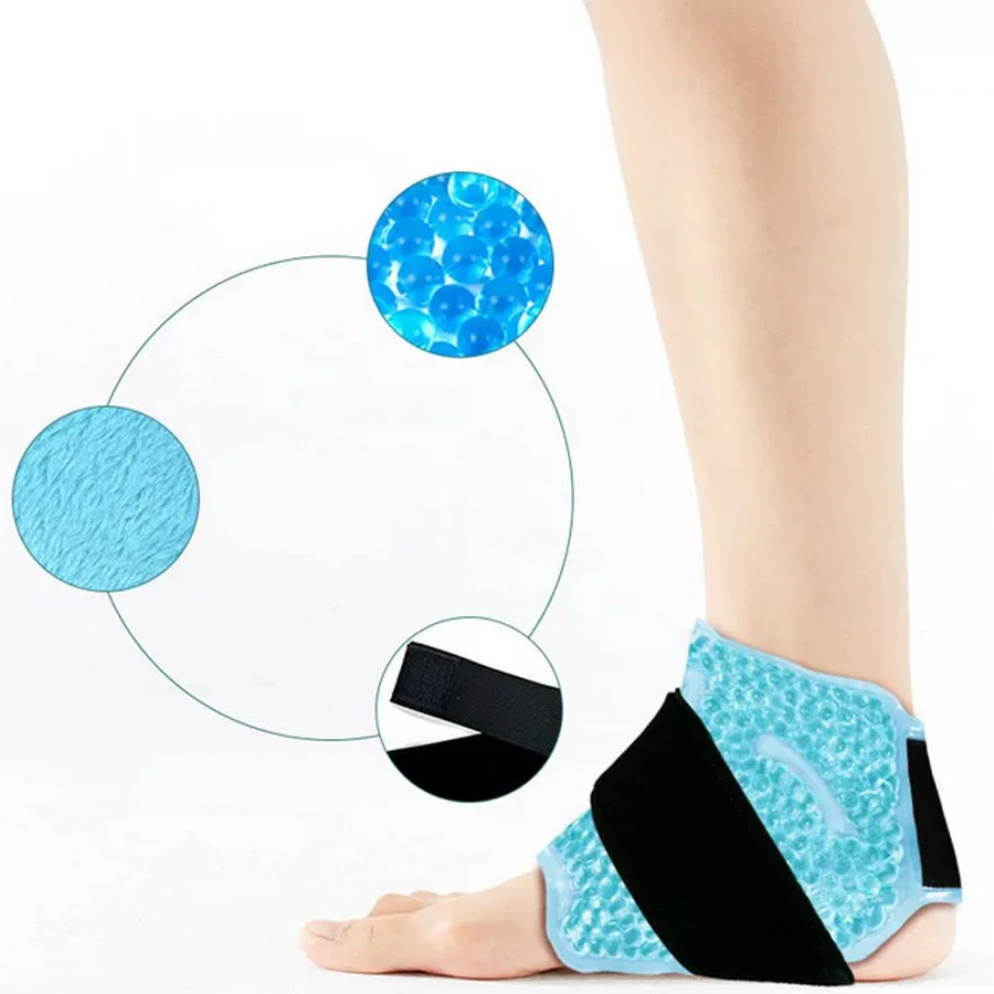 Ankle/Sport Foot Ice Compress Wrap Ankle Hot Cold Gel Bead Ice Pack for Ankle Foot Hand Care Reusable Microwaveable, Freezable