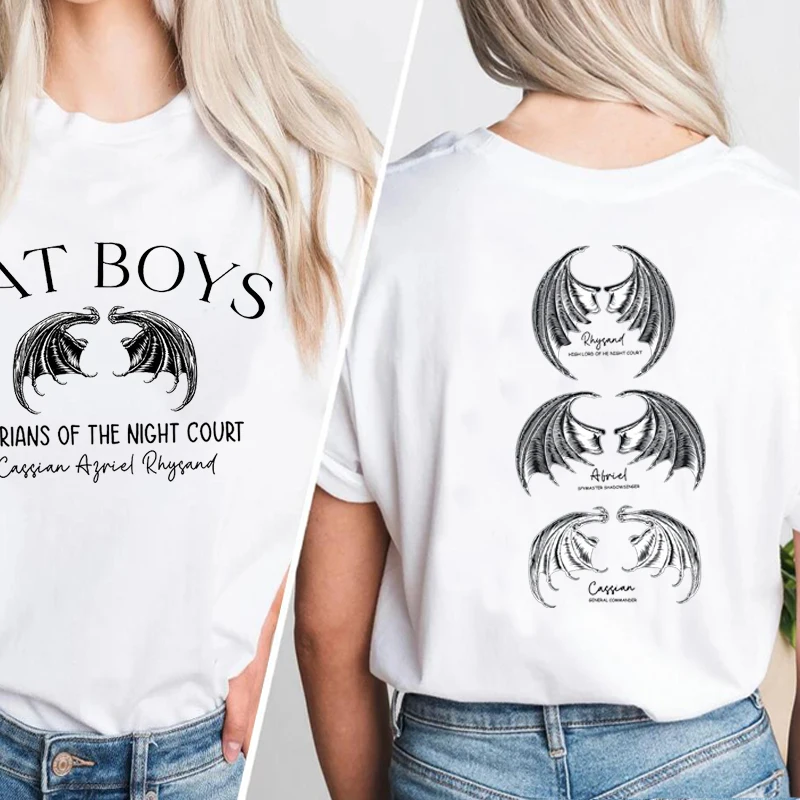 T-shirty z motywem nietoperza chłopców z rozpiętością skrzydeł Acotar Bookish T-Shirt casualowe bawełniane koszulki z motywem itrian