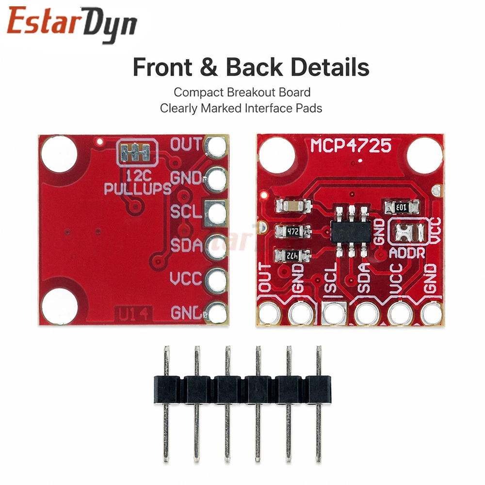 Estardyn MCP4725 12-Bit I2C DAC Breakout Module 2.7V-5.5V for Raspberry Pi Analog Output