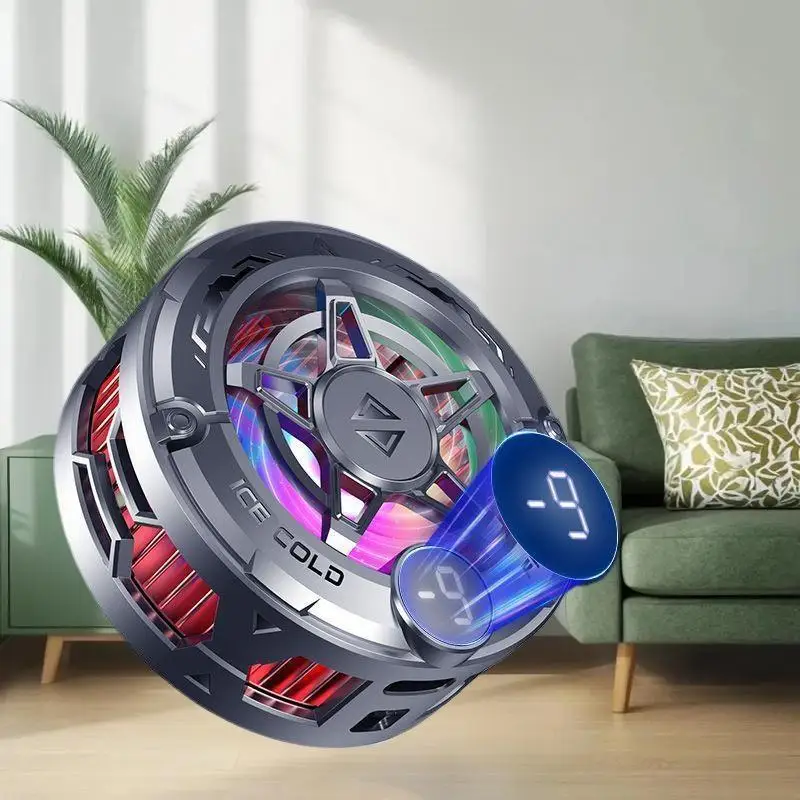 Kipas Pendingin Ponsel Magnetik Portabel Universal 2IN1 dengan Layar Digital dan Lampu RGB