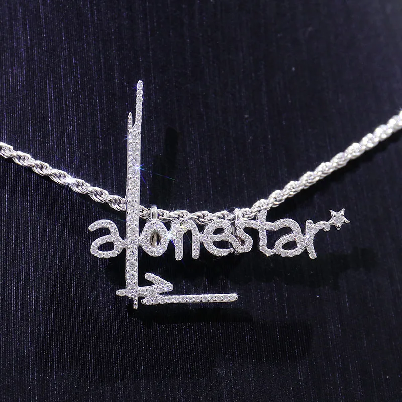 

Подвеска из белого золота Provence 10 карат Alonestar DEF VVS Ice Out с муассанитом и бриллиантами для женщин, подвеска с надписью на заказ, юбилей