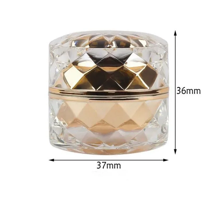 Frasco de creme acrílico de diamante brilhante dourado/prata 5g, garrafas recarregáveis de máscara de loção, embalagem cosmética frasco cosmético em pó para unhas