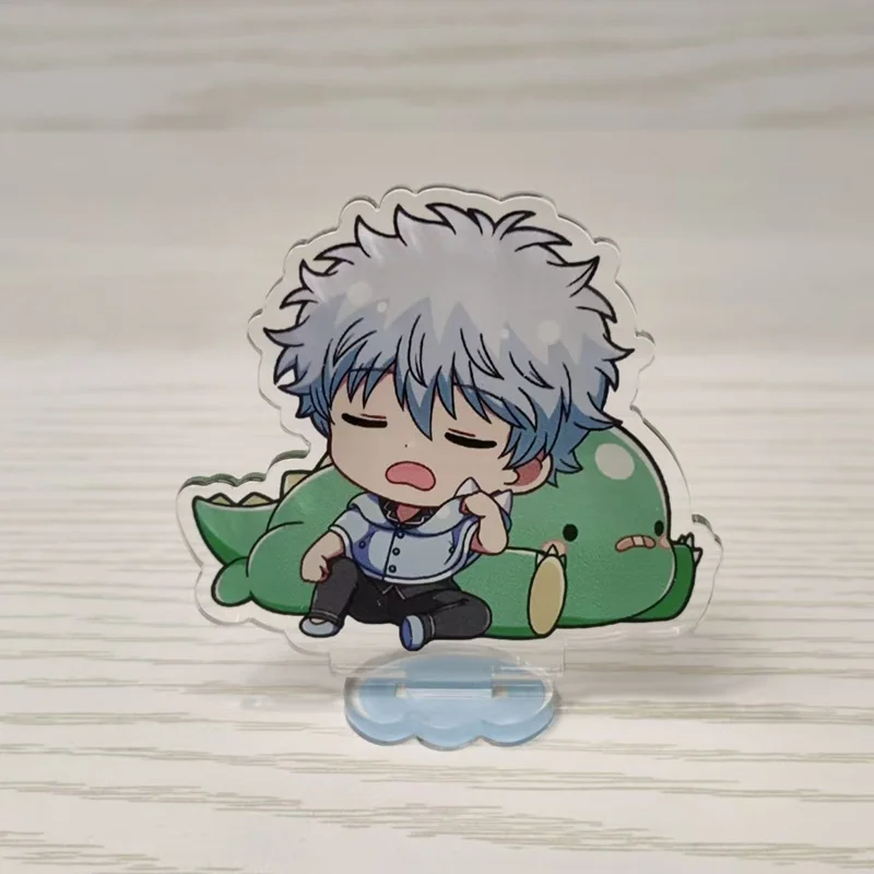 Anime Gintama Figures Sakata Gintoki Okita Sougo Cute Dinosaur Acrylic Stands Hijikata Toshirou Model Plate Desk Decor Prop 8CM