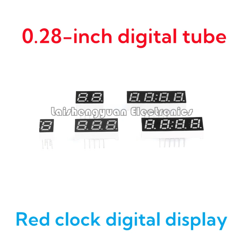 0.28-inch LED digital tube with common cathode and common anode, 2/3/4-bit clock digital display module highlighted in red