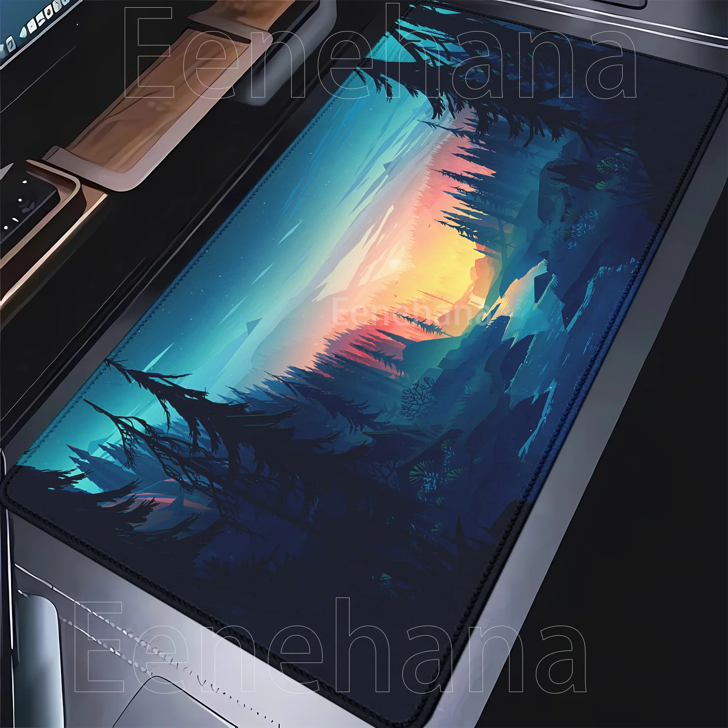 HD-Druck Mauspad Grüner Wald Landschaft Landschaft Gamer Mousepad Tastatur Teppich Gummi Anti-Rutsch PC Gaming Overlock Schreibtischunterlage