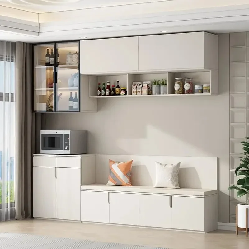 Solid wood dining side cabinet, card seat side cabinet integrated against the wall, living room, dining room, storage cabinet, s