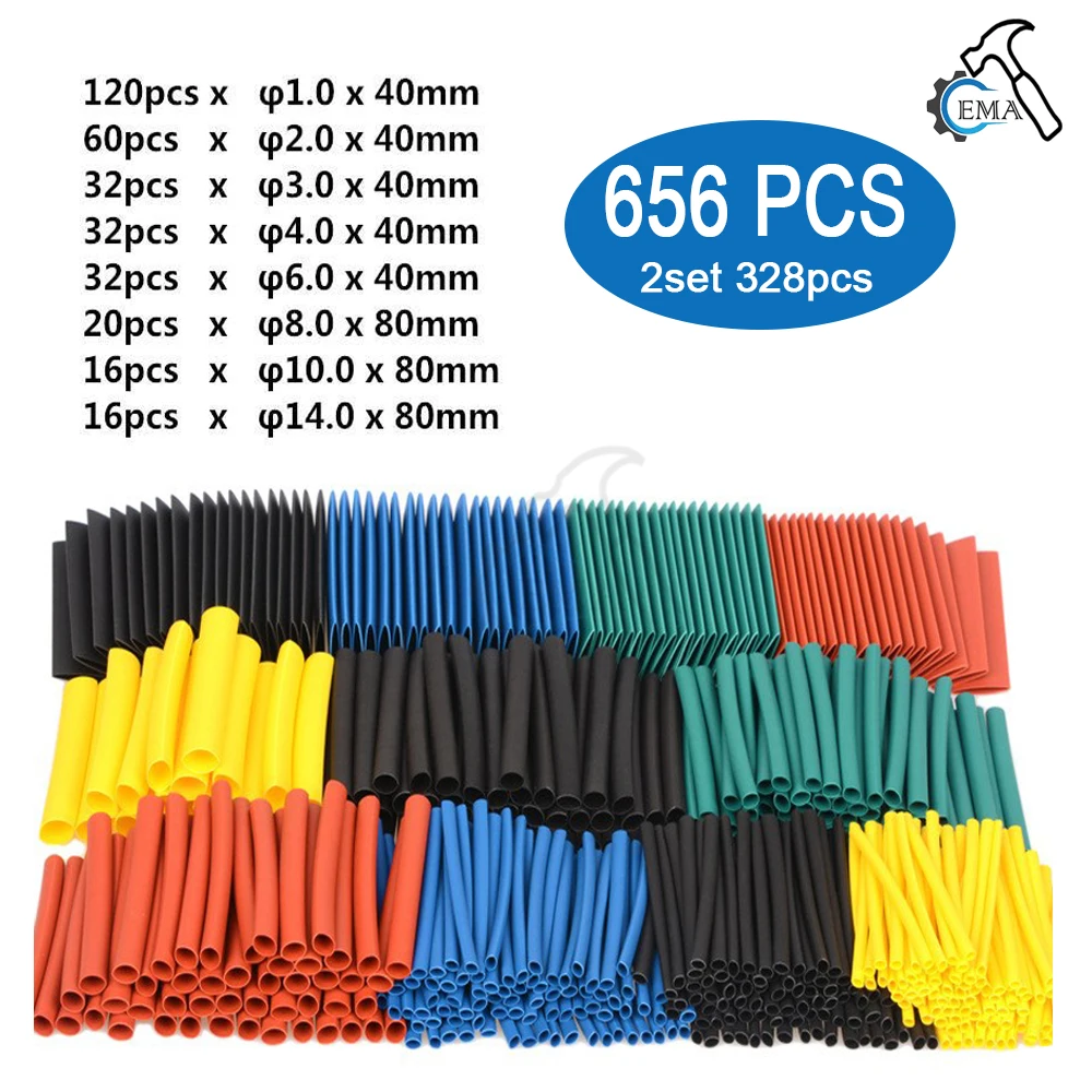 656/1060 stks Krimpkous Met 300 W Heteluchtpistolen Kit EU US 110 V 220 V Krimpkous Kit 2:1 Cover Kabel Reparatie Bescherming