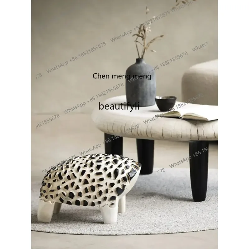 cn8350 LHY yj Japanese-Style Sweet Mango Wood Living Room Home Solid Wood Porcupine Creative Stool