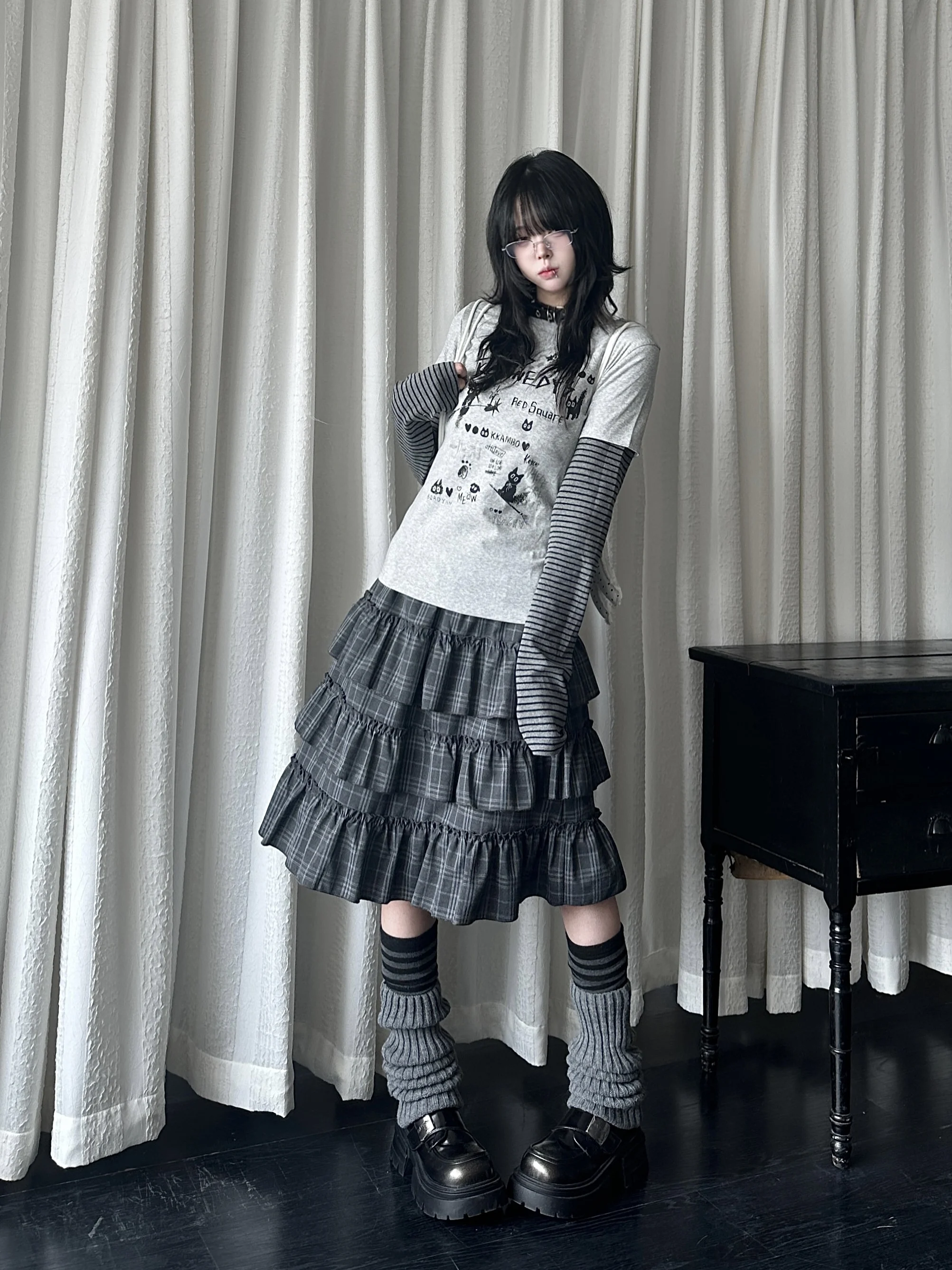 

Свободная женская футболка с длинным рукавом, весенняя, с волнистыми полосками, имитация двухслойности, хлопковая, повседневная, влагоотводящая