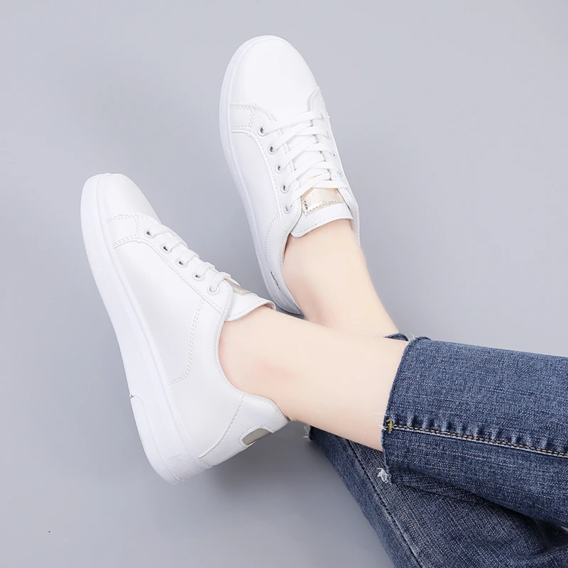 Zapatos Casuales de Mujer para Primavera/Otoño 2026, Blancos, Transpirables, con Flores Bordadas, con Cordones, Estilo Coreano