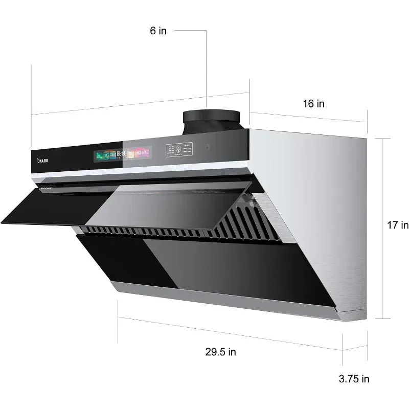 36 inch Under Cabinet Range Hood, 900 CFM Kitchen Hood with Voice/Gesture/Touch Control,Ducted/Ductless Convertible