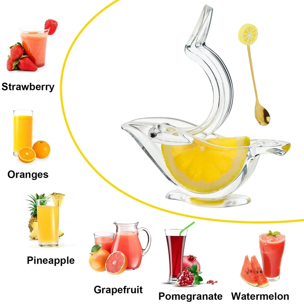 Exprimidores de limón con forma de pájaro, prensa Manual de acrílico, dispositivo portátil para hacer zumo, rebanadas de limón y naranja para barra de cocina