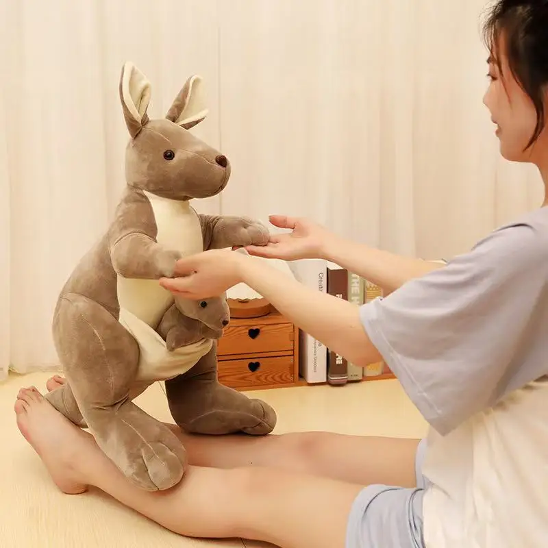 27/35/60 cm Mutter und Kind Känguru Puppe Simulation Plüsch Spielzeug Handgemachte Puppe Cartoon Anime Nette Kissen Kissen hause Dekoration C