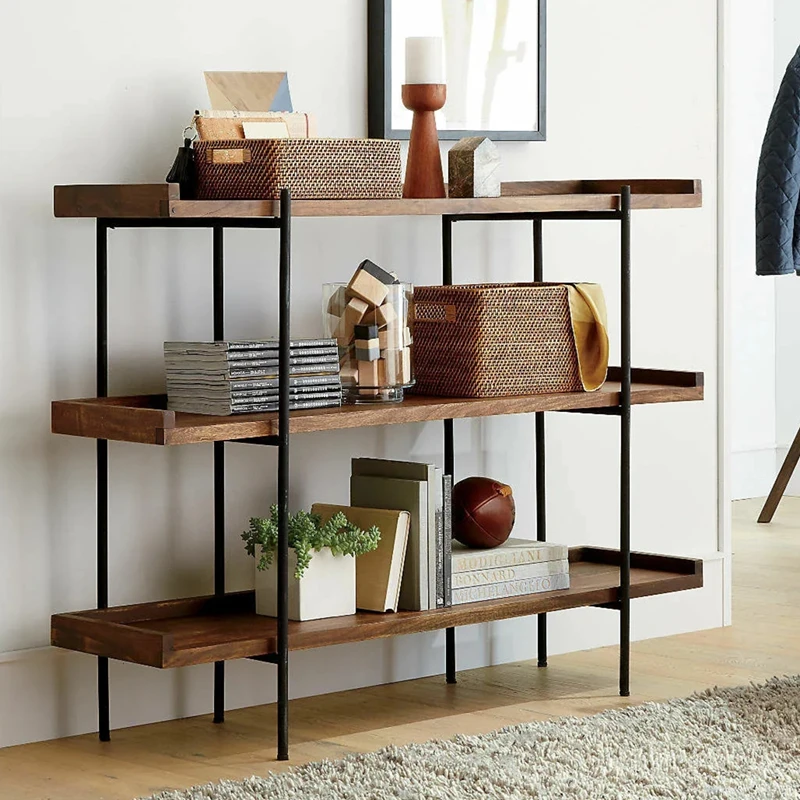 

Nordic Solid Wood Book Shelf, Living Room Floor Storage Rack, Kitchen Storage Organizer, Office Display Rack