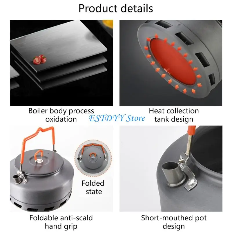 G6DE Outdoor Camping Kettle Whistling Teas Kettle Aluminum Alloys Teapot Light weight Portable Coffee Pot for Stovetop