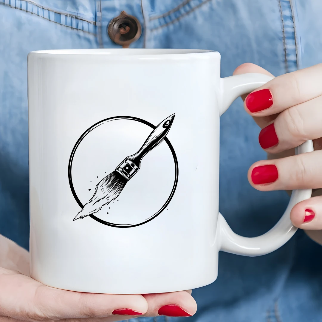 

11oz Brush Art Cup - Line Drawing Creative Kids Cup Essential Christmas Office Home Decor