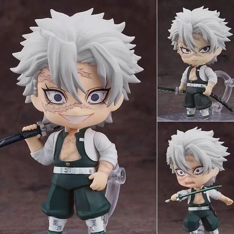 

Anime Demon Slayer Sanemi Shinazugawa 2506 Wind Pillar Q Version Doll Changeable Face Collectible Figure Desktop Ornament Toys