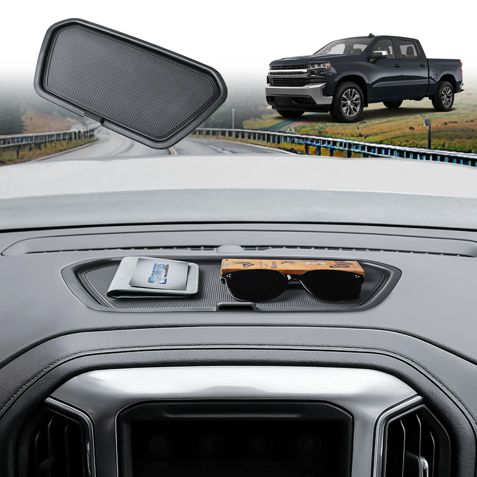 

Center Console Dashboard Storage Organizer for (2019-2026) Chevy Silverado/GMC Sierra 1500 & (2020-2026) Silverado Dash Car Tray