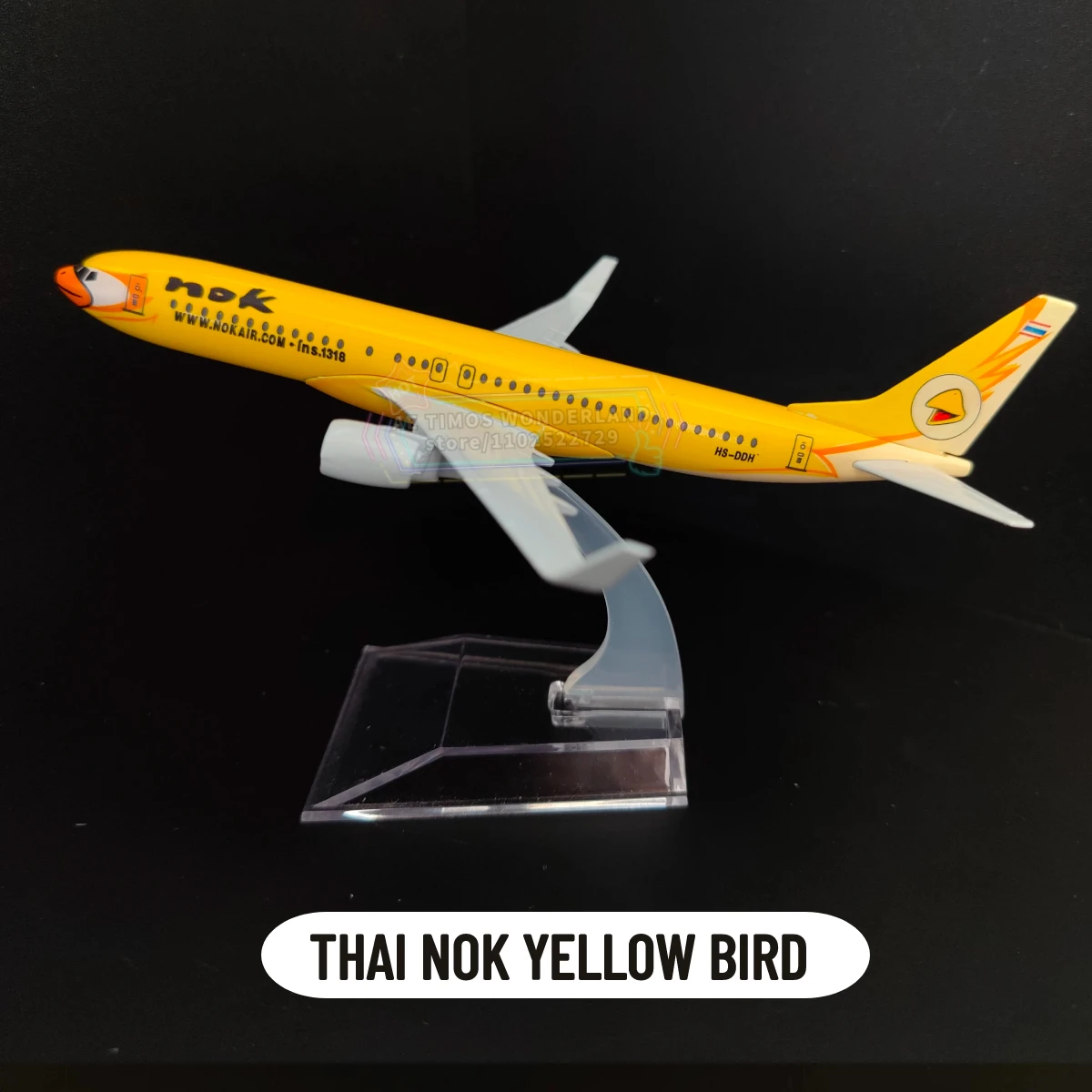 Nk tailandês amarelo pássaro-como aeronaves de metal, escala 1:400, modelo de avião, miniatura, para casa e escritório decoração, brinquedo para menino