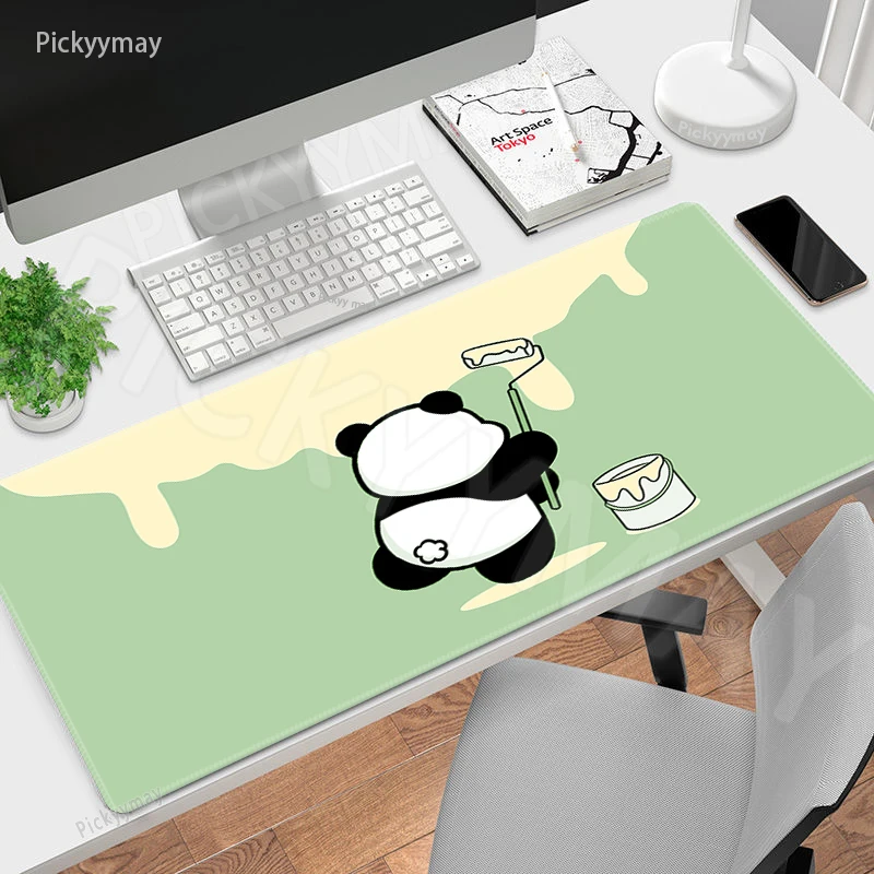 

Green Mousepads Panda Kawaii Large Mouse Mat Cute Big Desk Pads Rubber Mouse Pad Gaming Mousepad Big Keyboard Mats