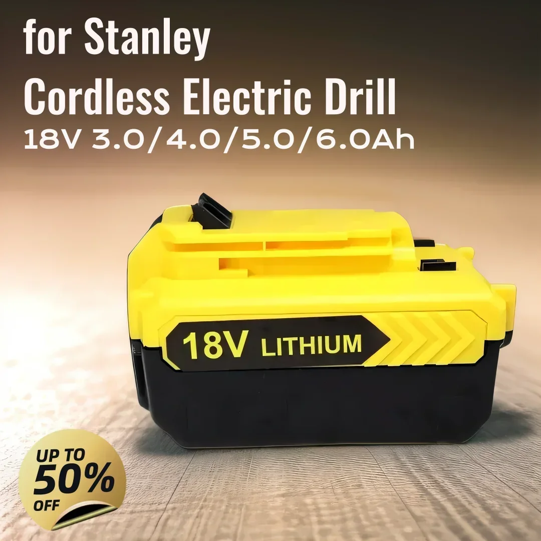 High Capacity 18V 6.0Ah Li-Ion Battery for Stanley Cordless Drill FMC687L FMC688L Power Tool Battery