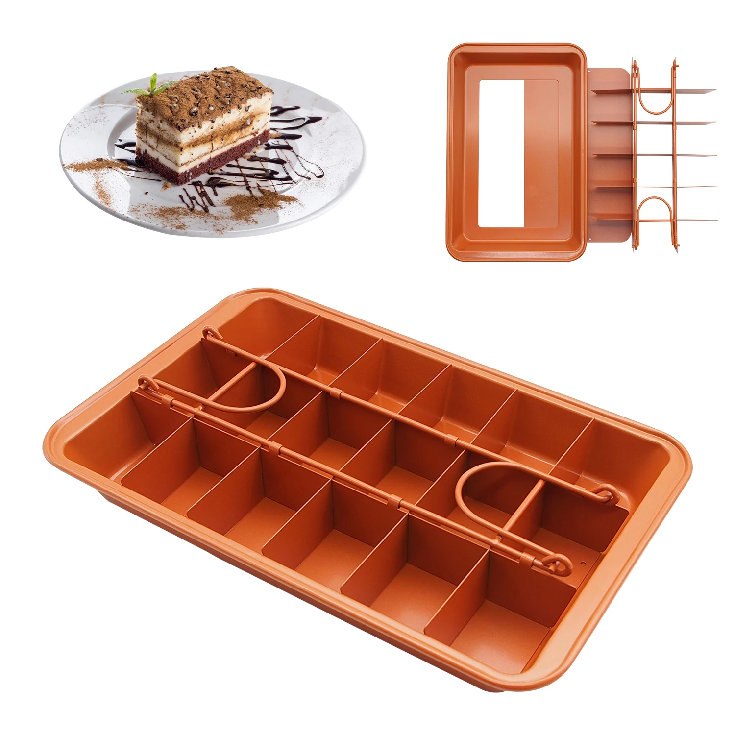 Brownie Pan with Dividers Non-stick Divided Brownie Pan with Removable Loose Bottom Baking Mold Pastry Baking Tool