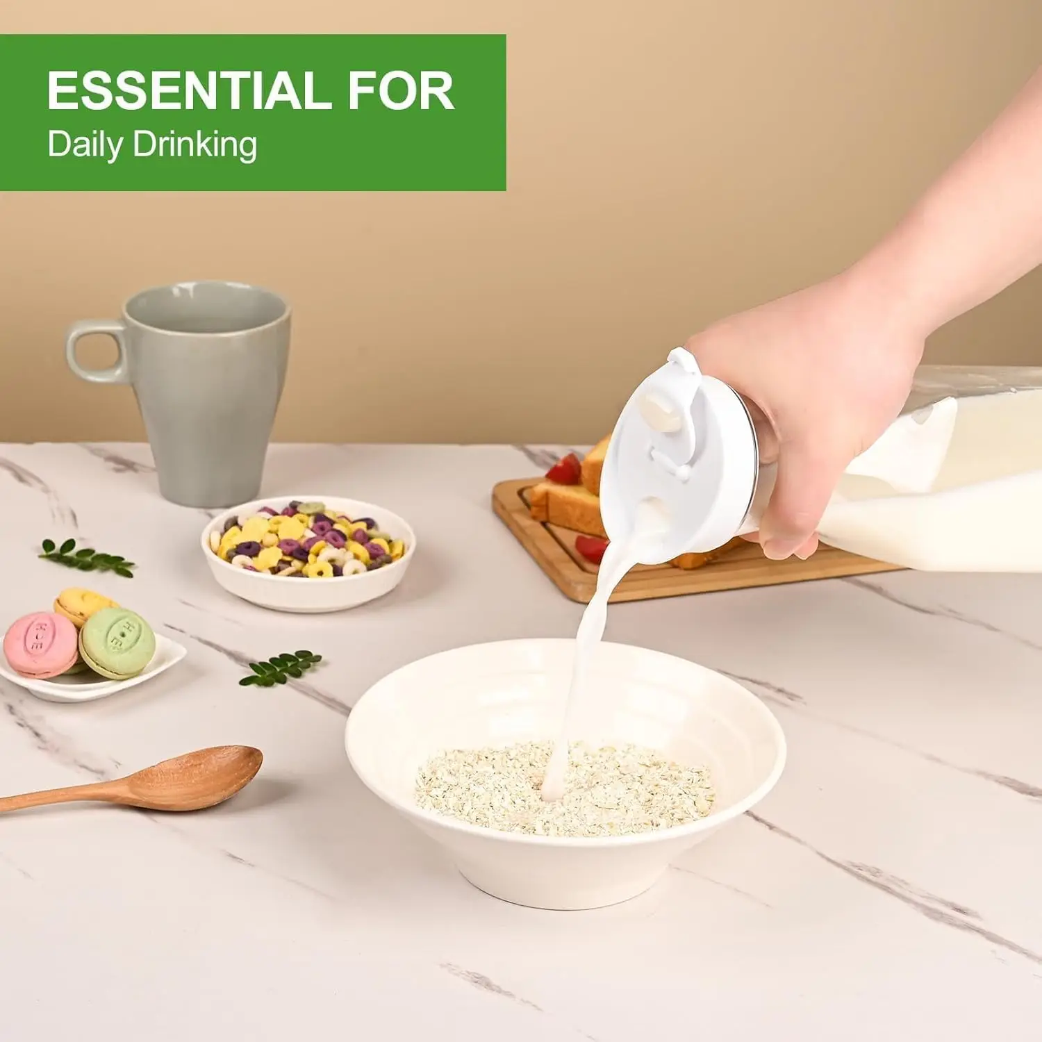 4 عبوات من البلاستيك سعة 1 لتر مع أغطية - أباريق مشروبات شفافة بقاعدة مربعة - للعصير والماء والحليب والميموساس - حاويات تخزين الثلاجة