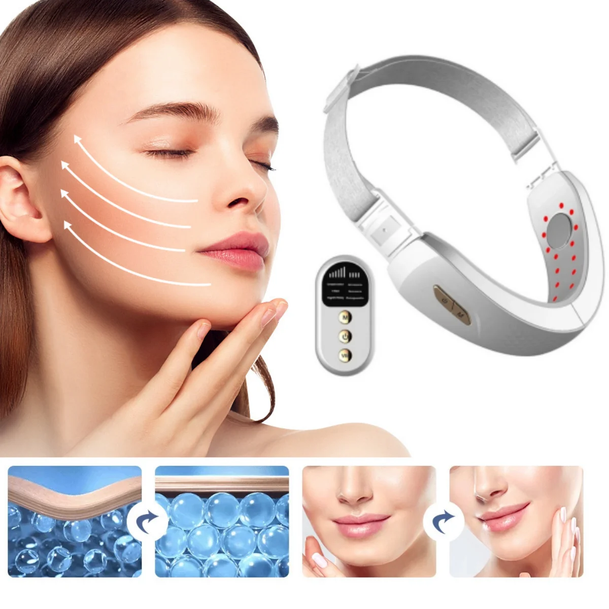 V Face Lifting Device, LED Photon Therapy, Emagrecimento Facial, V-line Massager, Facial Aquecida, Duplo Chin Eliminator, Pele Flácida Reduzir