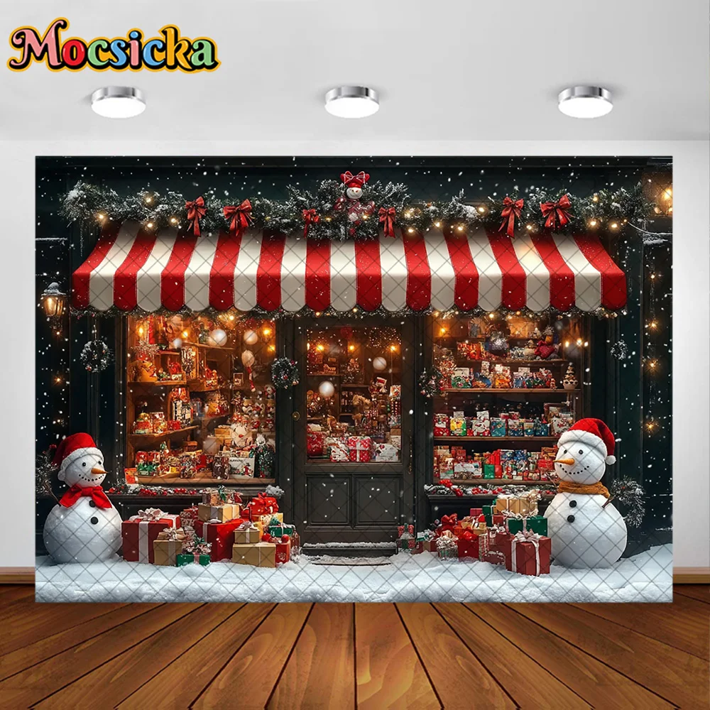 Mocsicka التصوير خلفية لطيف ثلج لعبة مخزن عيد الميلاد الديكور الاطفال عيد الميلاد عطلة لوازم الخلفيات للصور