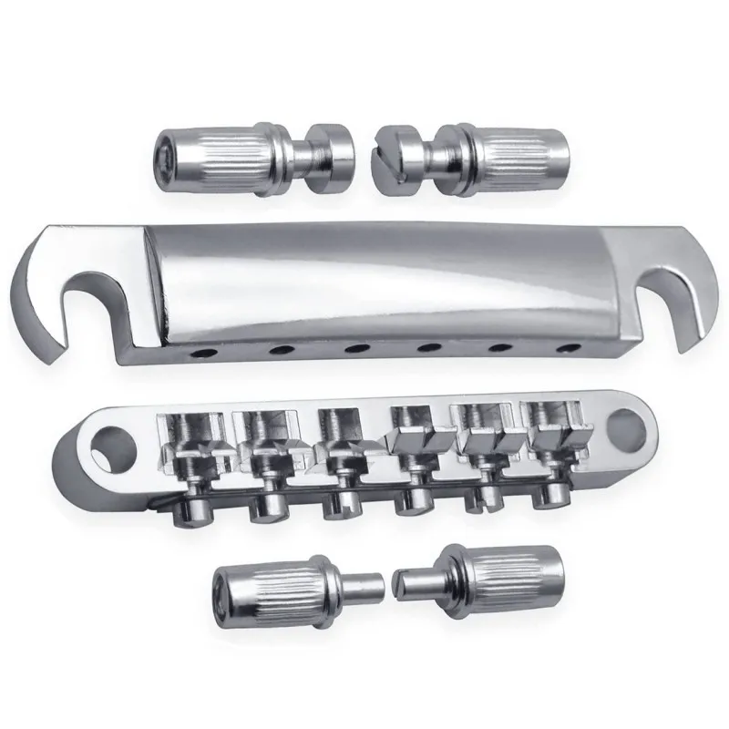 E-Gitarre Brücke Saitenhalter Kit mit Nieten obere untere Saite Brücke Saitenkissen für Les Paul Sg E-Gitarre – Detail 4