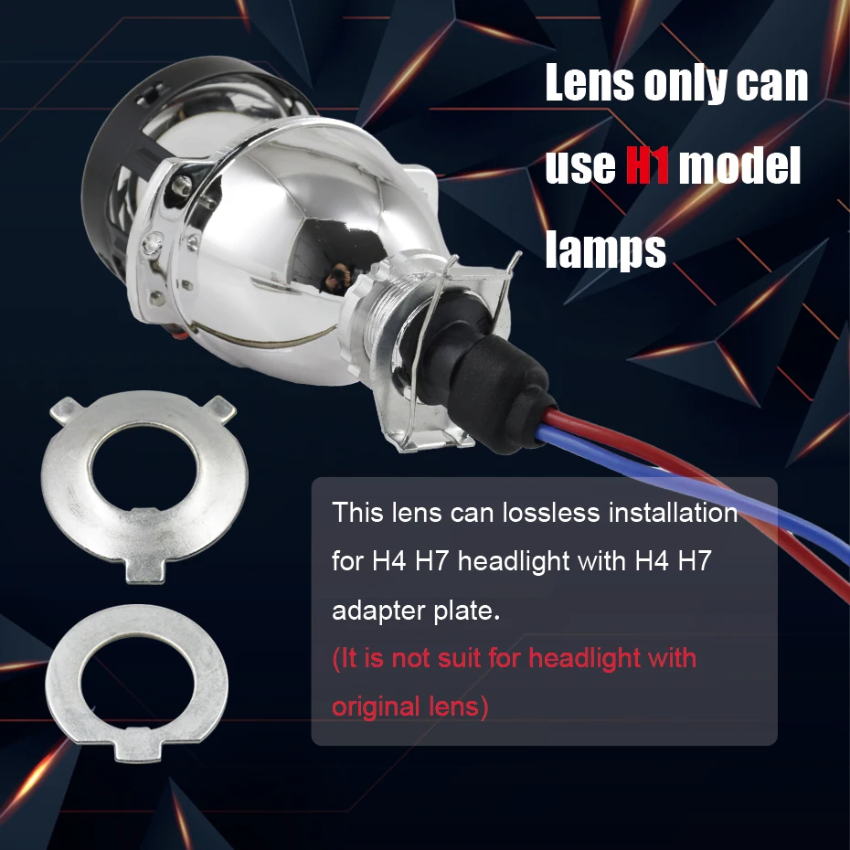 Ronan 2.0'' MH1 Bi-Xenon Automotive Lenses Dual Angel Eyes Shrouds H4 H7 Adapter Retrofit Car Motorcycle Headlight