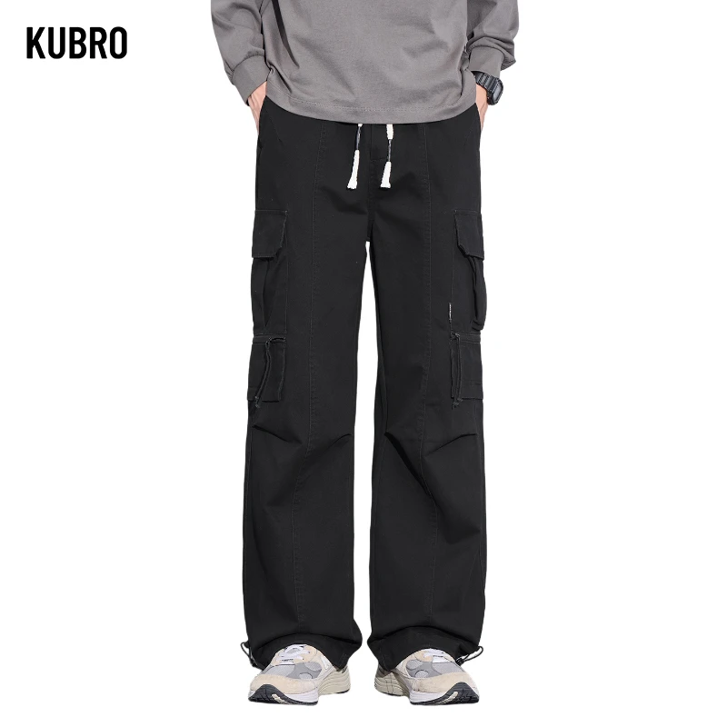 

Men's Wide-leg Casual Loose Pure Cotton Long Pants Trendy and Retro Autumn and Winter New Straight-leg Pants and Cargo Pants