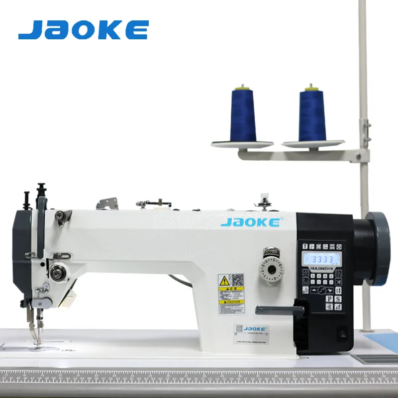 JAOKE New Computerized Flat-Bed Single Needle Iron Industrial Sewing Machine Top & Bottom Feed Direct Drive Thick Leather Fabric