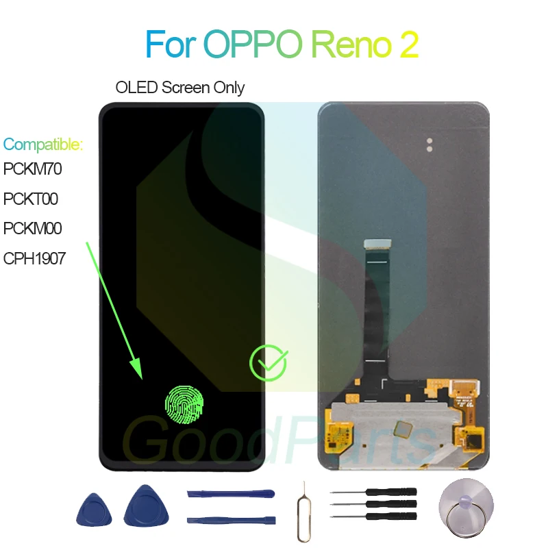 For OPPO RENO 2 Screen Display Replacement 2400*1080 PCKM70, PCKT00, PCKM00, CPH1907 RENO 2 LCD Touch Digitizer Assembly