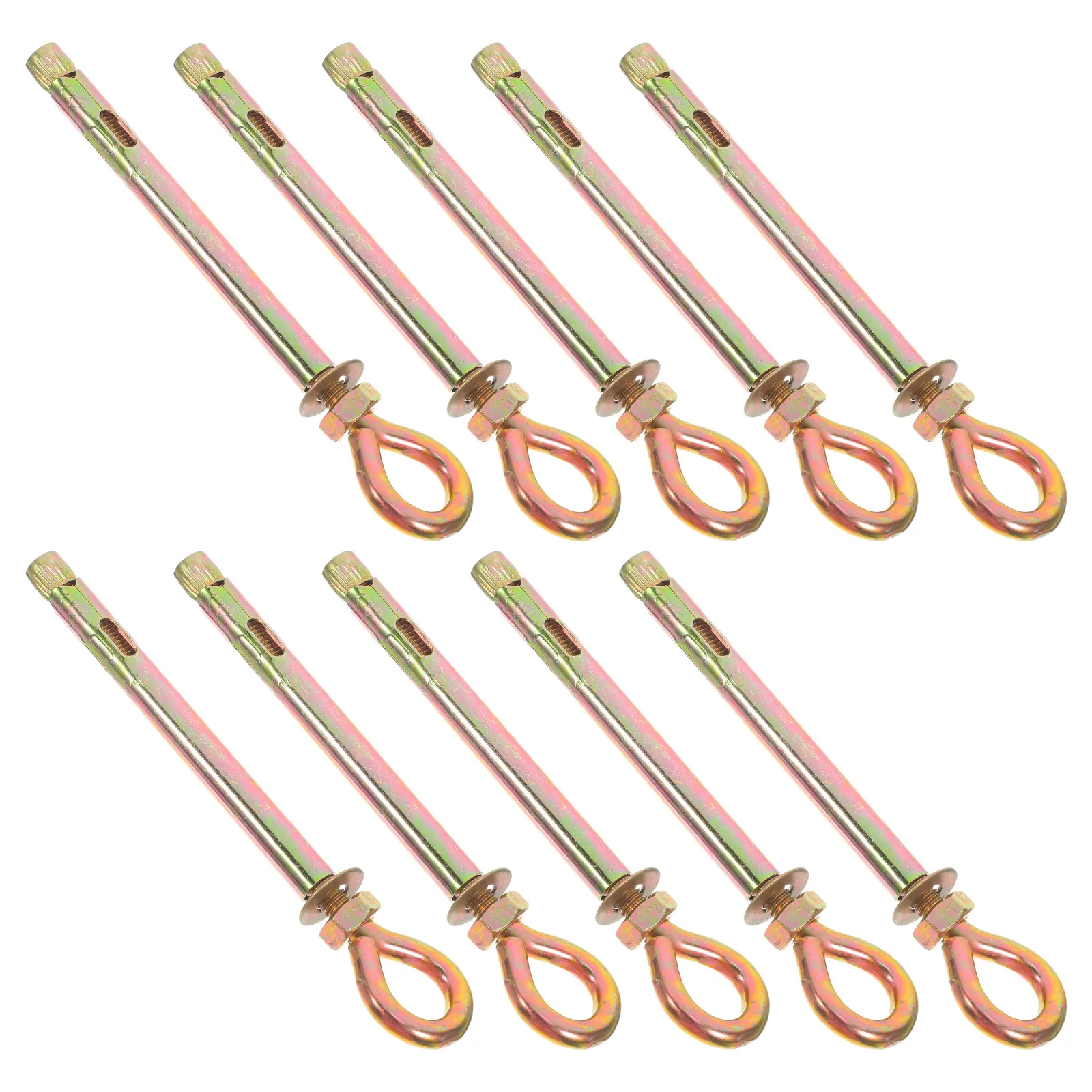 

10Pcs Heavy Duty Expansion Eye Bolts Carbon Steel Split Ring Hanger for Swing Hammock Ceiling Mount Concrete Anchors Outdoor Use